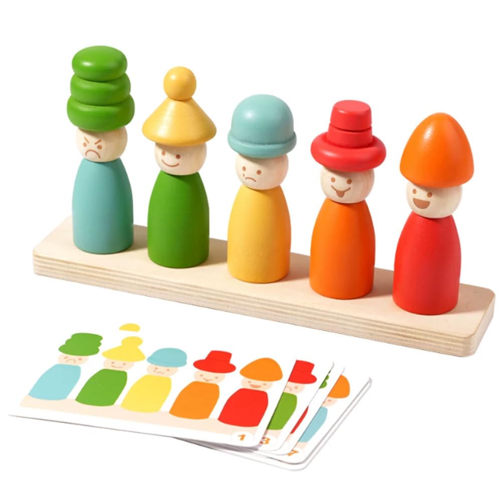 Juego de Apilamiento y Correspondencia con Muñecas de Madera Montessori