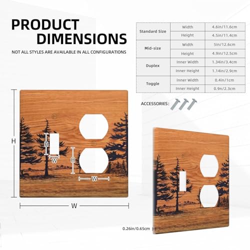 Forest Tree Wood Country Mountain Wooden 2 Gang 1 Toggle/Duplex Combo Outlet Light Switch Cover Wall Plate Electrical Faceplate Decorative Dual Device Switchplate by JIEXUTE - Used condition - Image 5