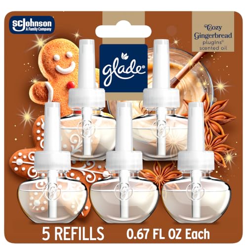 Glade PlugIns Scented Oil 5 Refills, Air Freshener, Cozy Gingerbread, 3.35 fl oz, Pack of 5 - image 1