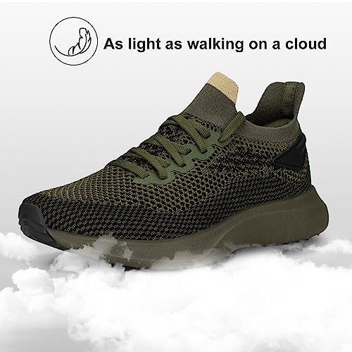 Image of Abboos Sneakers for Women Walking Shoes Womens Comfy Tennis Memory Foam Gym Workout Athletic Nursing Running Work Shoes Green Size 5.5
