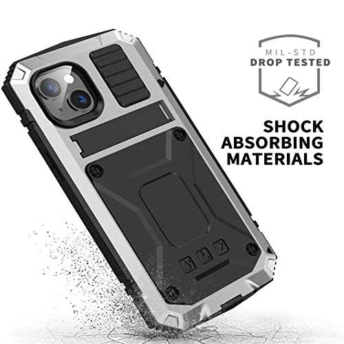 Coque en métal iPhone 14 Plus argent avec protection intégrale 360 et protège-écran - 3