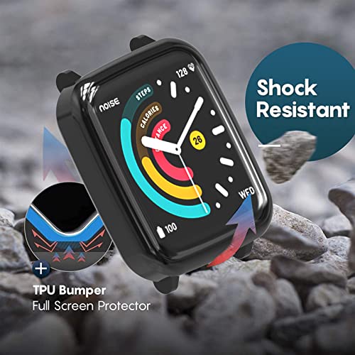 Image of Sounce Protective Case Cover Compatible ColorFit Pulse Overall Protective Case TPU HD Clear Ultra-Thin Cover with Unbreakable Screen Guard - Black