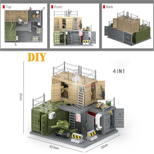 JOMIOD 4-in-1 Container-Style Weapon & Equipment Depot Building Blocks, WW2 Military Base Army Equipment Building Kit, Weapon Pack Military Equipment Gear Sets, Gifts for Teens,Adults - Image 3
