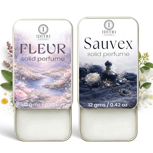 Image of IDITRI EXPORT Solid Perfume |Fleur&Sauvex Alcohol Free Wax Perfume Balm, Long Lasting | Pocket Tin 12g, Pack Of 2| Non Greasy Smooth Glide, Travel Friendly Men And Women
