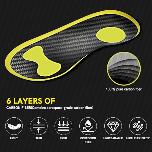 Carbon Fiber Insoles for Basketball & Volleyball, High-Energy Return for Court Shoes, Jump Higher, Run Faster, Plantar Fasciitis Support & Relief (Yellow, US Men:8-9, Women:9.5-10.5) by Ihuiniya - Image 8