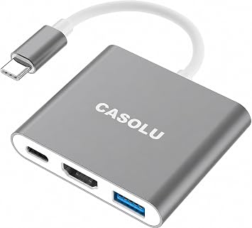 USB-C to HDTV Adapter, 3-in-1 Hub, 4K@60Hz, 100W PD, USB 3.0, 5Gbps | Type-C Digital AV Multiport Adapter with 100W PD Charging for MacBook, iPad Pro, Surface, Chromebook and More USB-C Devices