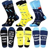 Jeasona Fishing Gifts for Men Funny Fun Crazy Funky Dress Crew Fishing Socks