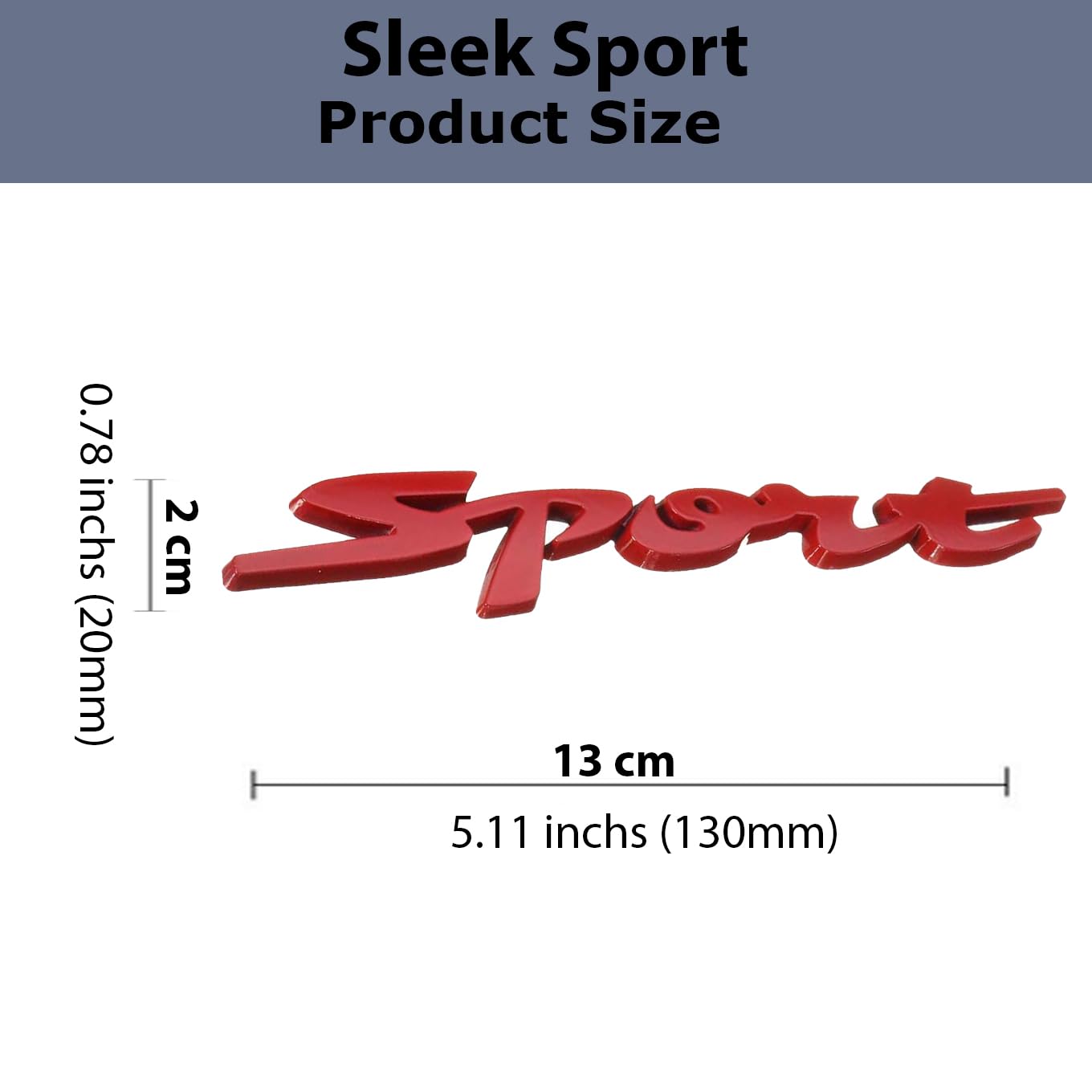 Sakuun Sleek Sport 3D Metal Chrome Sticker Emblem Badge-Stylish Logo for Cars, Bikes & More- Size 13x2cm- Vehicle Accessory Elegant Design Red. - Image 2 thumbnail