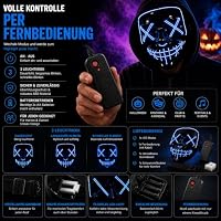 TK Gruppe Timo Klingler LED Grusel Maske - wie aus Purge steuerbar, Gesicht leuchtend, für Halloween, Fasching & Karneval als Kostüm für Herren & Damen (Farbauswahl) (1x blau) – Ansicht 4