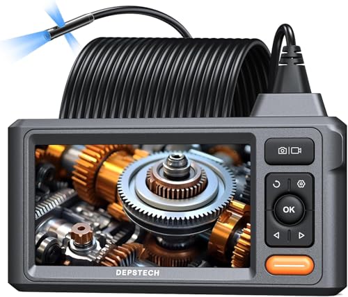 15m Endoskopkamera mit Licht, DEPSTECH Triple Lens Endoskop mit 5 IPS Bildschirm, 8mm Inspektionskamera 1080P, IP67 Wasserdicht Rohrkamera Kanalkamera, 8 Einstellbaren LEDs, 32-GB-Karte, Tragetasche
