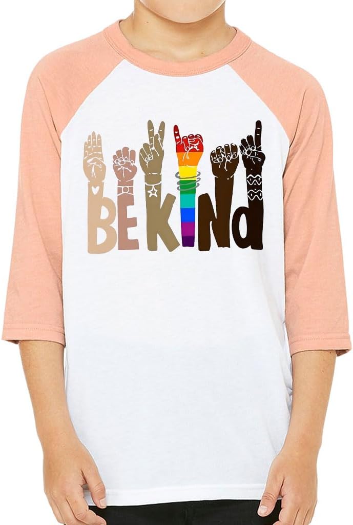 Be Kind Sign Kids' Baseball T-Shirt - Present for Daughter - Cute Girl Apparel