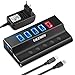 Produktbild UEZNIRN USB Hub Aktiv USB 3.0 Hub mit Netzteil Aluminium 4 Port USB Verteiler + 1 Intelligenter Ladeanschluss mit 5V/3A Power Adapter
