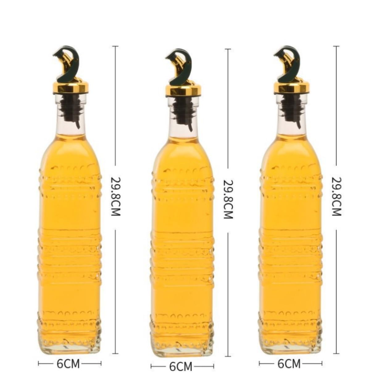 Juego de dispensador automático de vinagre de aceite, 3 botellas de condimento de cocina con función de apertura y cierre fácil, perfecto para cocinar y aderezar, ollas de aceite y vinagre
