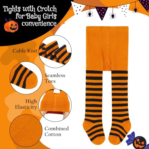 Image of Zando Infant Leggings - Baby Girl Tights, Toddler & Newborn Sizes, White & Red Striped, Halloween Outfit, 0-6 Months