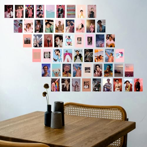Image of SAW Harry Styles Posters Wall Collage Kit - Pack of 54 (4x6 Inches)| Aesthetic Vintage Music Artwork, Wall Decoration | Hollywood Singer Wall Decor Posters For Living Room, Bedroom, Home and Office