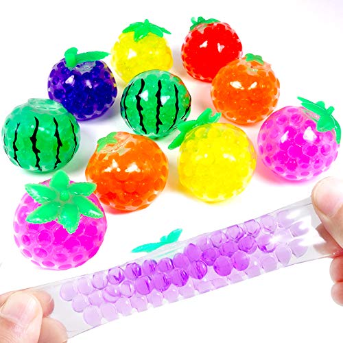 German Trendseller® - 12 x Squishy Bal Anti-Stress?Fruits?Petit Cadeau?l'anniversaire d'enfant? Boule soulagement?Stretchy