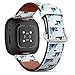CJBROES Replacement Leather Watch Band, Compatible with Fitbit Versa 3 and Fitbit Sense of Wristband Bracelet Accessory - Watercolor Winter Forest