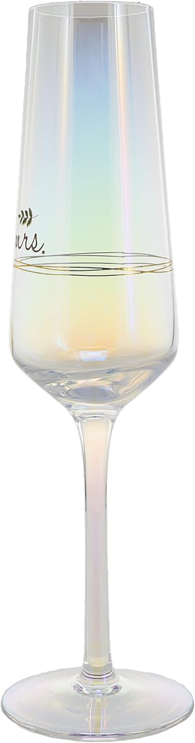 Pavilion Gift Company - Mrs. - 8 ounce Iridescent Glass Champagne Flute, Wedding Glass and Toasting Flute, Wedding Gift For Couple,1 Count (Pack of 1), 3” x 3” x 10”