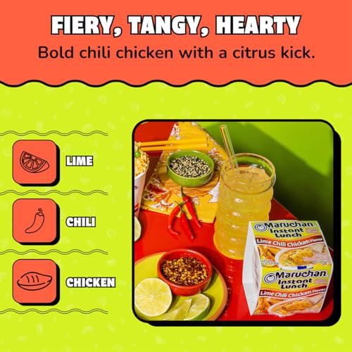 Image of Maruchan Instant Lunch Ramen Noodles, Lime Chili Chicken Flavor - Japanese-Style Instant Noodle Soup, Easy Meal Ready in 3 Minutes - 2.25 Oz. (12 Pack)