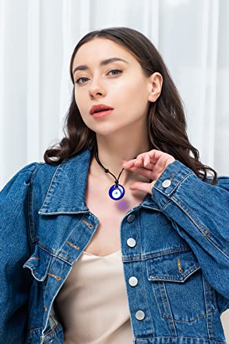 Sofybja Evil Eye Necklace Blue Turkish Glass Pendant Necklace Leather Cord Rope Choker For Women Lucky Charms Protection Jewelry… #TOP1