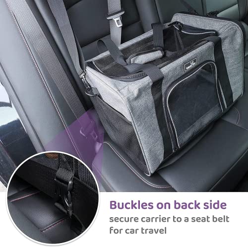 Wakytu Transportbox für Katze Hund, Transporttasche für Haustiere, Faltbare Hundetransportbox Katzentransportbox, Hundetragetasche, Hundebox Auto, Atmungsaktive Hundetasche, Grau