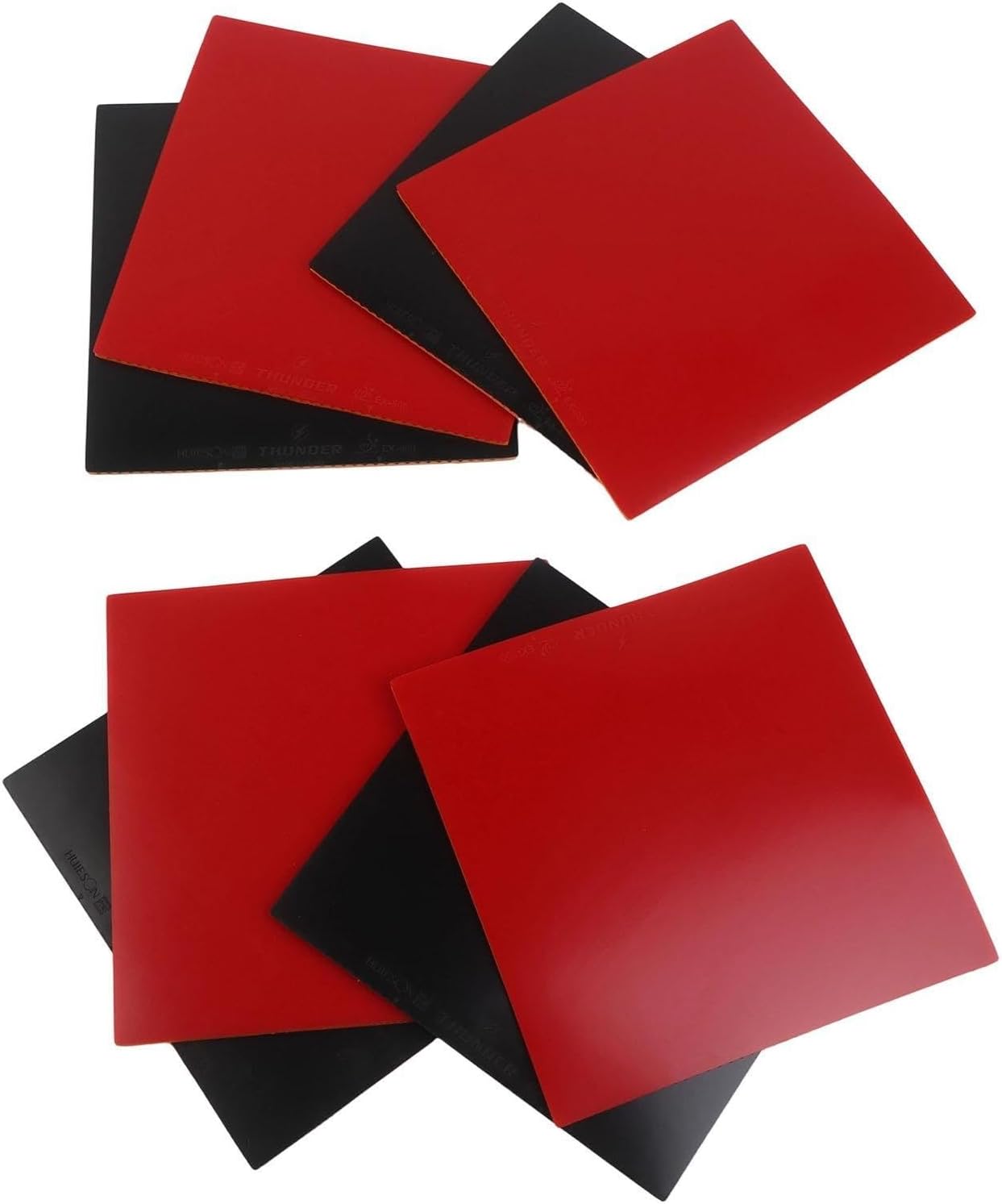 Table Tennis Rubber Hard Sponge 2.2 cm Reverse Style with Fast Attack Spin and Control, Red and Black, 8 Pack