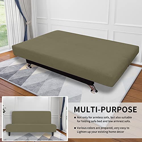 Image of Easy-Going Stretch Large Futon Slipcover Armless Futon Cover Khaki