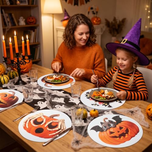 Halloween Placemats Set of 4,Silicone-Like Feel with Leather Texture - image 5