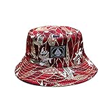Kopfumfang: 54cm-58cm Lanly Fischerhut Sonnenhut Beidseitig Tragen Unisex Herren Damen Safari Hut Baumwolle Faltbar Modern Wanderhu Buschhut Outdoor Reise (Rot)