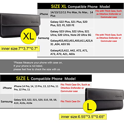 Gentlestache X-Large Leather Phone Holster For Iphone 14 Pro Max, Horizontal Cell Phone Case For Galaxy S23 Ultra S23 Plus, Phone Belt Holder With Belt Clip For Phone With Protective Case #TOP4