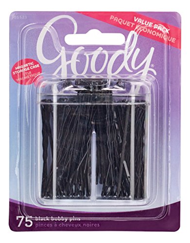 Goody Bobby Pin Box with Magnetic Top, Black, 75 Count