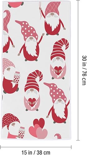 Miniatura 2 de Vhcawsu Love Hearts Gnomes - Toalla de mano para el día de San Valentín, toallas de baño suaves para secado de cabello, altamente absorbentes, para