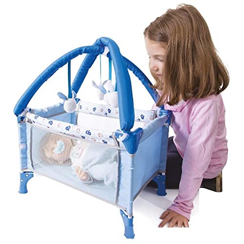 Cicciobello - Travel Bed, Lettino Pieghevole e Salvaspazio con Accessori, da Viaggio, Richiudibile e Trasportabile, Dotato di Giostrina, a Partire dai 3 Anni, Giochi Preziosi, CCB26000