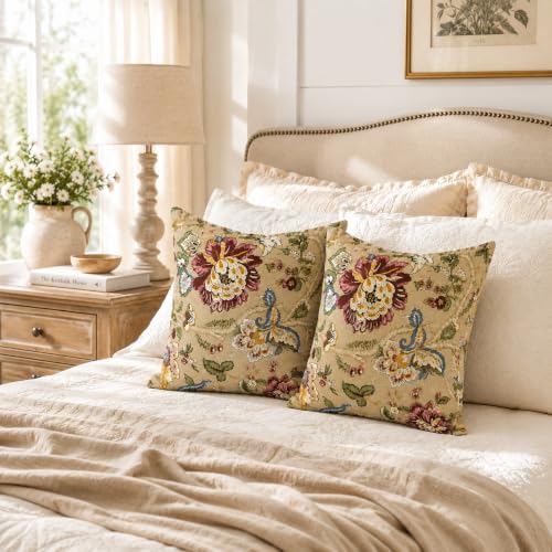 Image of Clasiko Cotton Cushion Covers Set of 5; 16x16 Inches; Floral Fushion