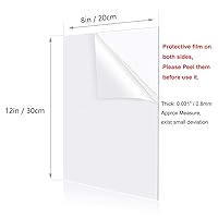 Vista 2 de YSTIME Hoja de Acrílico Transparente de 8" x 12" Plexiglás Hoja de Plástico para Manualidades Tablero Acrílico Transparente con Papel Protector