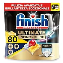 Finish Ultimate Infinity Shine Pastiglie Lavastoviglie, 80 Capsule Lavastoviglie al Limone, Pastiglie per Lavastoviglie contro lo Sporco e i Residui Incrostati