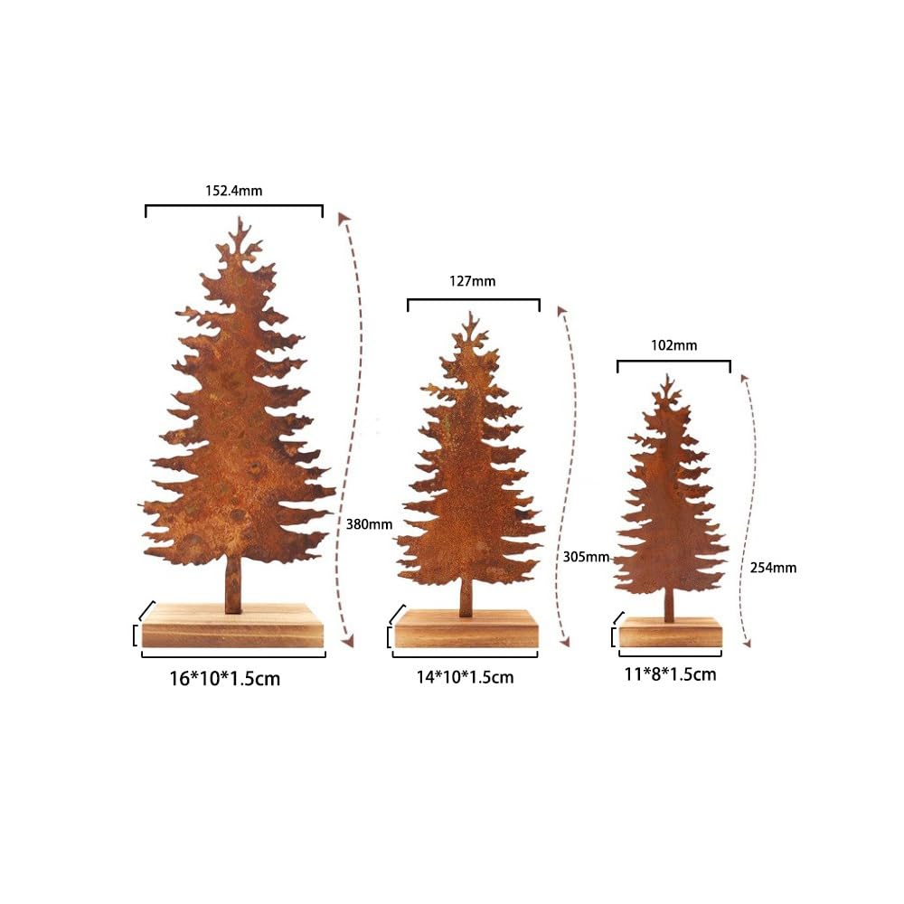 3er Set Rost Baum weihnachtsbaum deko Tannenbaum weihnachtsbaum metall Roststecker Weihnachtsdeko Garten Blumenstecker dekoration des weihnachtsbaums Outdoor Bäume Winter deko Weihnachtsbaum für Drauß