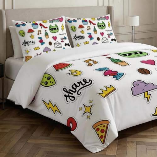 Housse de Couette 90x190 Microfibre Infroissable Motif Mignon Original - 5