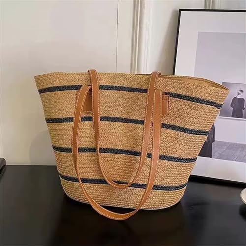 Bolso playero de paja para mujer grande tipo tote miniatura 7