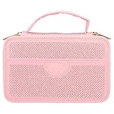 Depesche 12167 TOPModel Glam - Gefüllte 3-Fach Federtasche in Rosa mit kleinen Glitzersteinen, Henkel und Herz-Patch, Federmäppchen mit Buntstiften, Lineal, Schere uvm.