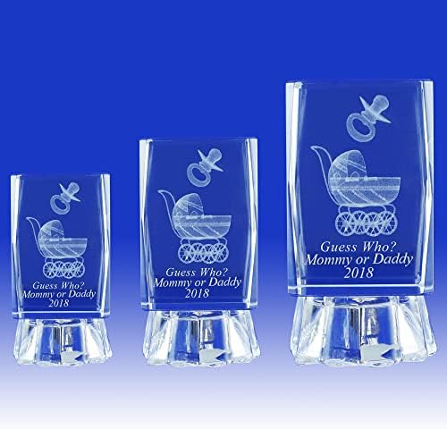 Baby Shower Ideas 12 Pieces of 3D Baby Stroller Crystal Favors with Customization Personalization Laser Sub-Surface Engraving (4"H)