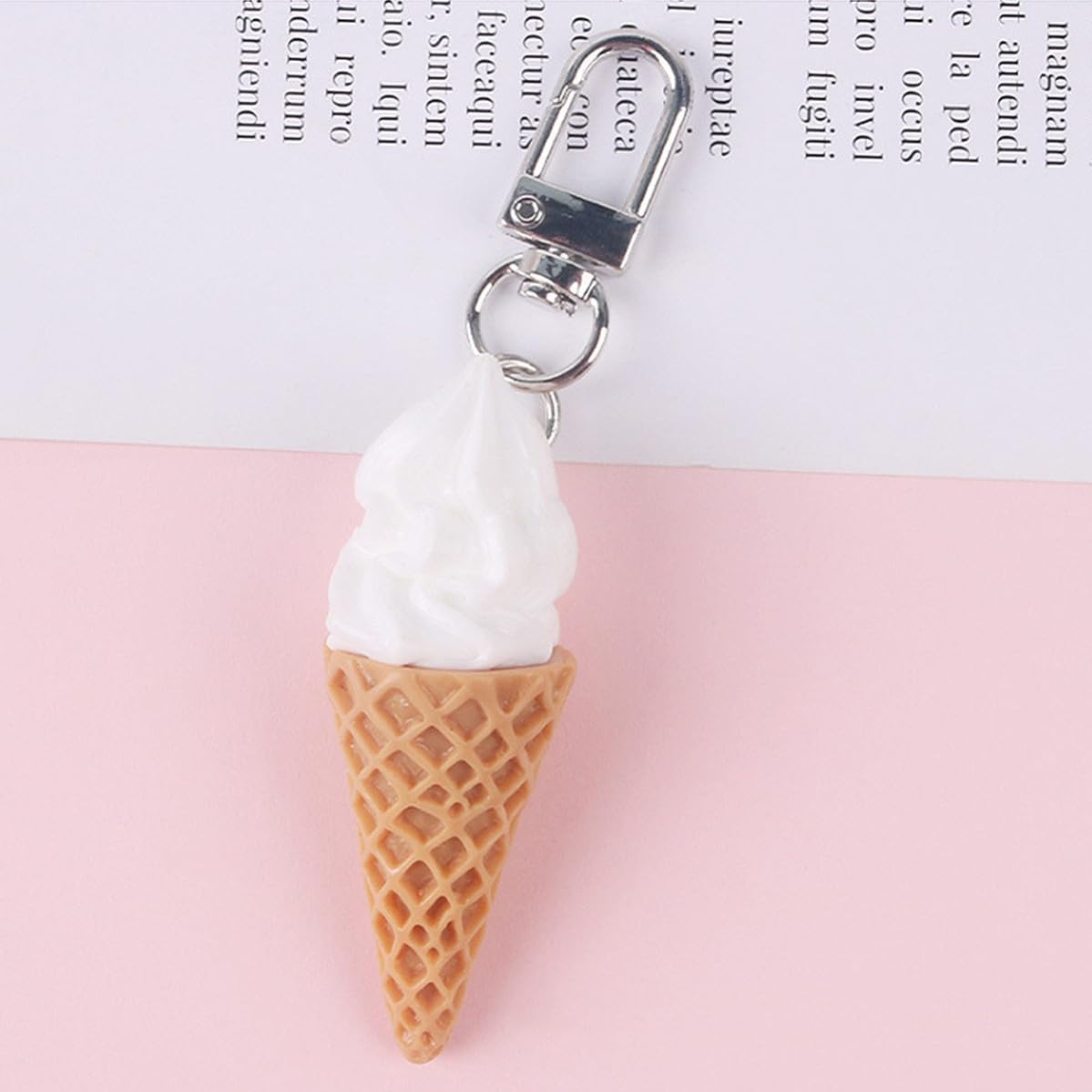 Metal Hanging Pendant Ice Cream Cone Key Holder 2pcs for Bag Car Key image 4