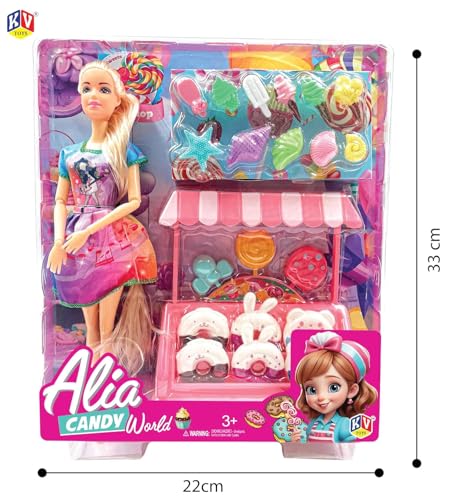 Image of Lyla Alia Candy World Doll - 30 cm Doll with Candy Cart, Ice Cream & Dessert Accessories | Pretend Play Set for Girls Age 3+