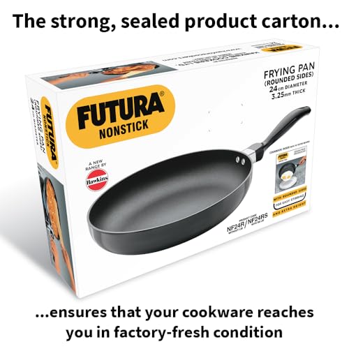 Image of Hawkins Futura 24 cm Frying Pan, Non Stick Fry Pan with Stainless Steel, Rounded Side Frypan for Easy Stirring, Black (NF24RS)