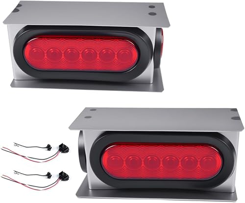 G-PLUS Kit de luces traseras LED de acero para remolque, compatible con remolquecamión con luz trasera ovalada de 6 pulgadas y lámpara de marcador