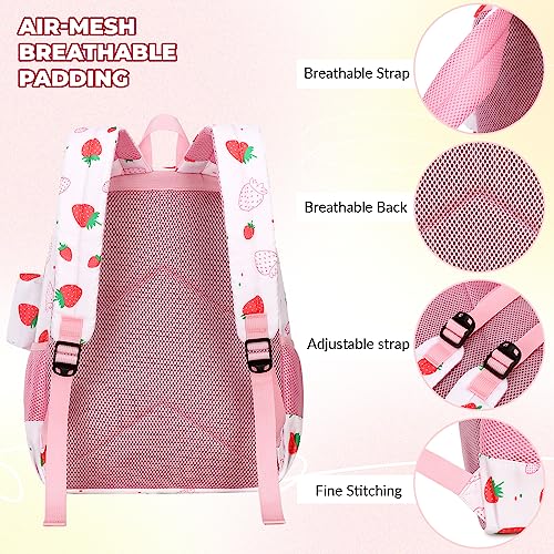 mygreen Backpacks for Girls Strawberry School Bags Kids School Bags Backpack with Coin Bag for Age 3+ Pink by mygreen - Used condition - Image 5
