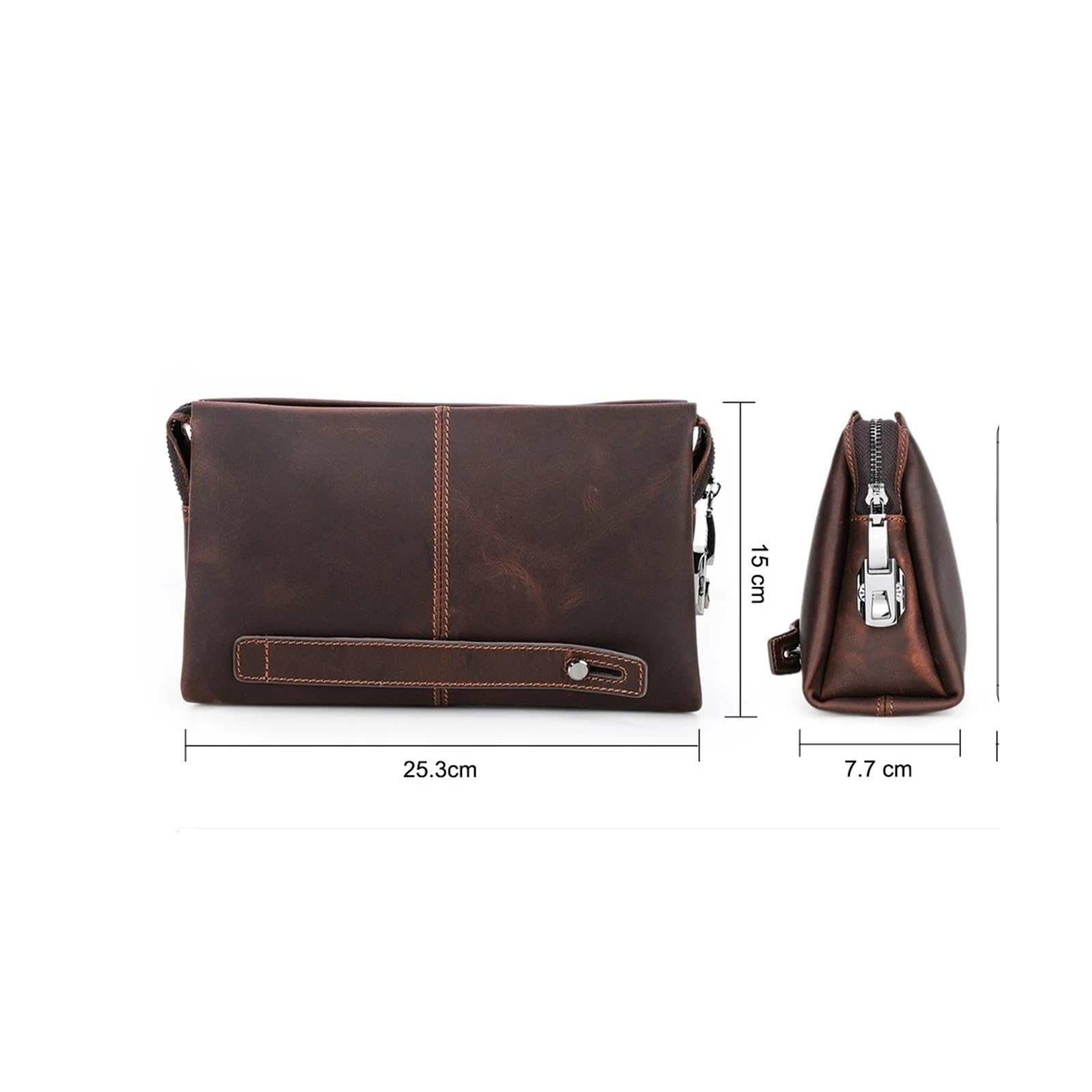 Pochette Uomo Borsa a mano da uomo, grande capacità, portafoglio in pelle, lungo lavoro per Lavoro