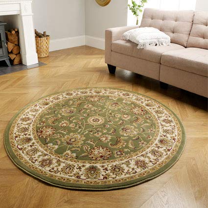 Tapis Rond Salon 150 Cm - Motif Montagnes Abstrait - Antidérapant TPR - Lavable Machine - Brun - 3