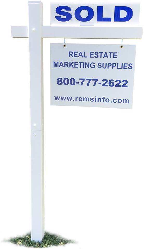 White Vinyl PVC Real Estate Sign Post - 6' Tall Post w/36" Arm