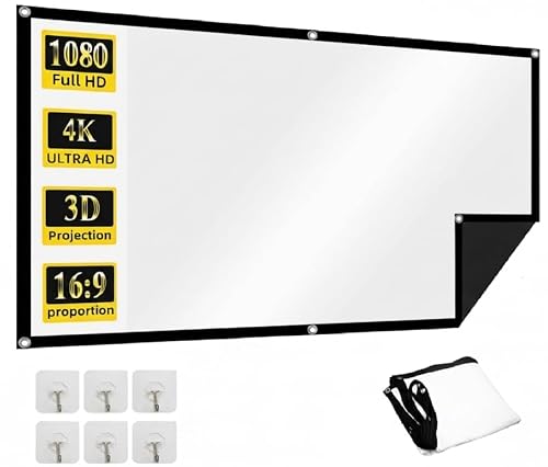 XTECTORVIEW 106 inch Projector Screen,4K HD 16:9 Portable Video Projector Screen Foldable Anti-Crease Indoor Outdoor Projection Screen for Home, Office, Classroom (92.5" Inch (W) x 52" Inch (H))